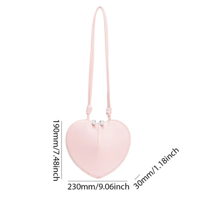 Peach Heart Shape Crossbody Bag New Small Shoulder Bag Ladies PU Fashion Love Bag 2024 Luxury Designer Handbag Solid Sling Purse